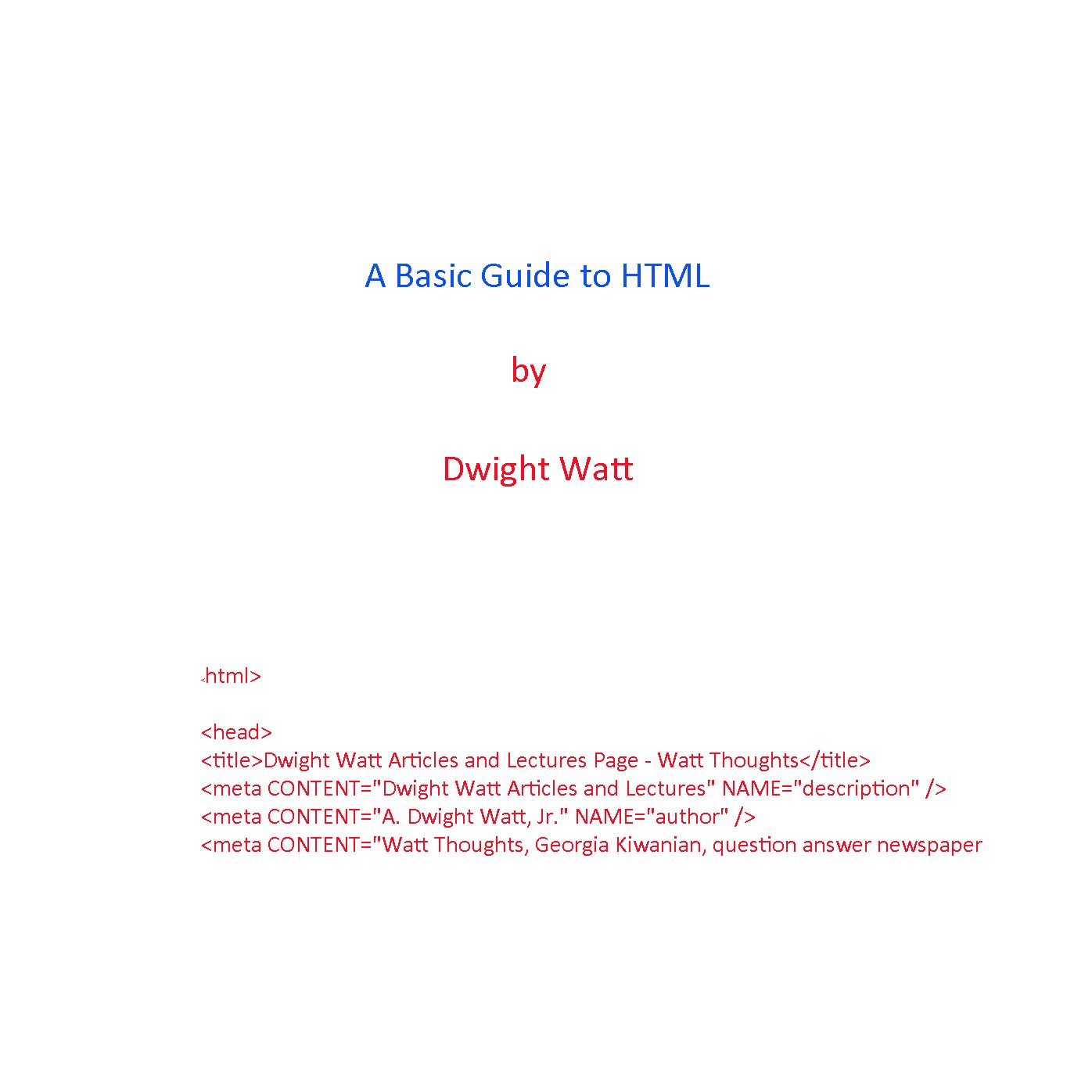 A Guide to Basic HTML