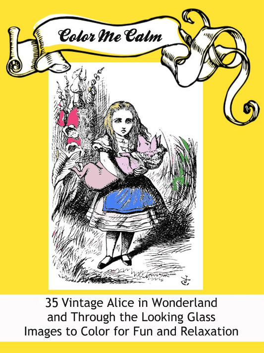 "Color Me Calm" Alice in Wonderland Design Patterns Coloring Book for Adults To Print PDF Digital Download