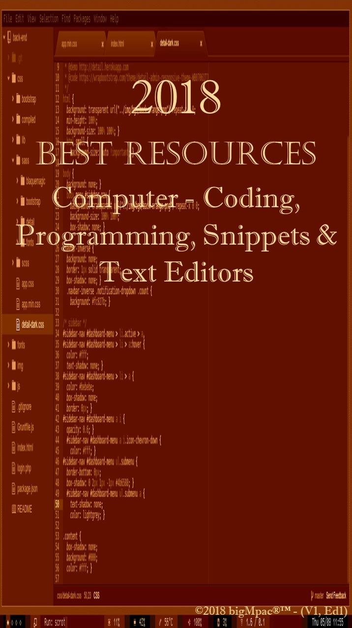 2018 Best Resources for Computer - Coding, Programming, Snippets & Text Editors