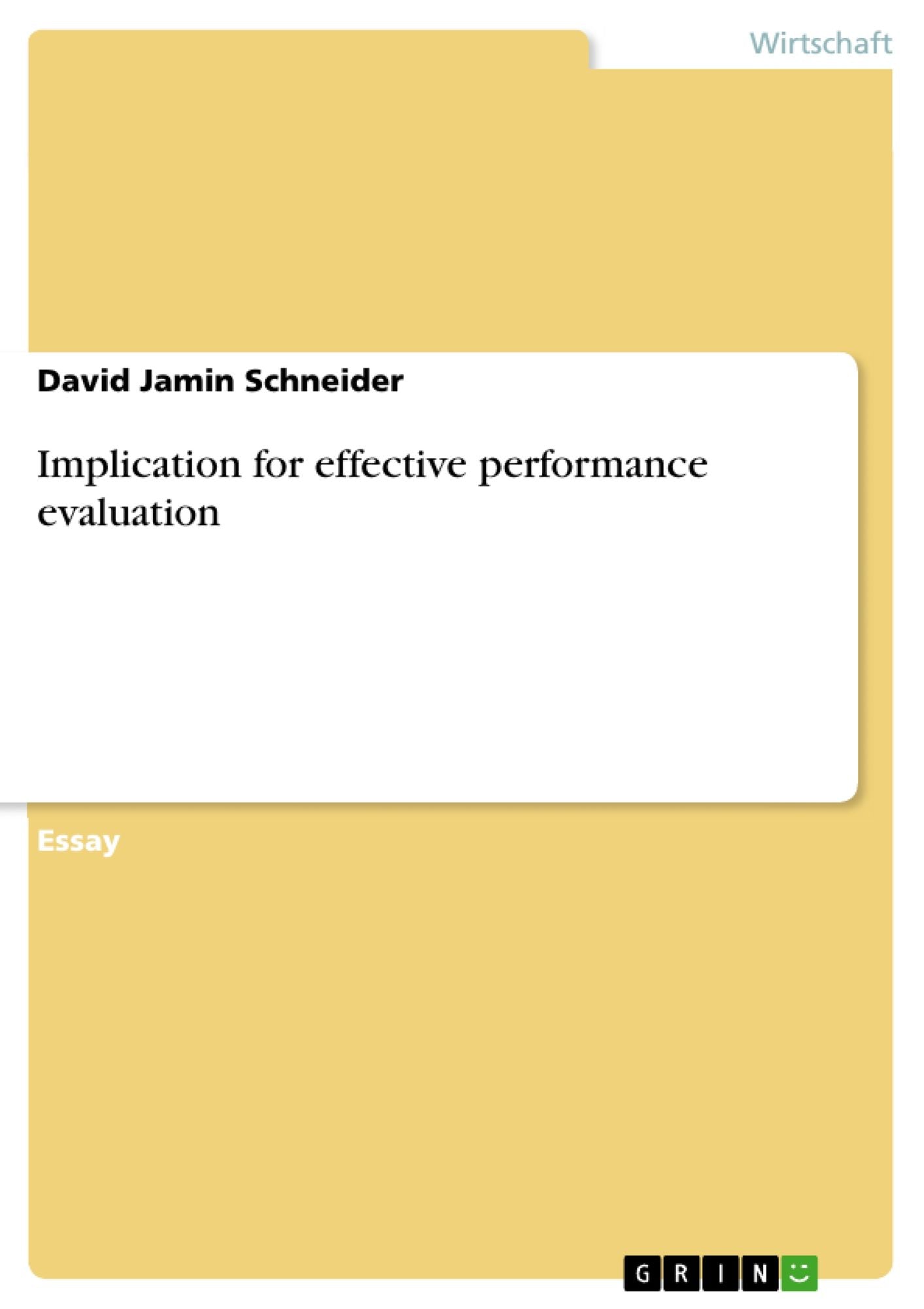 Implication for effective performance evaluation